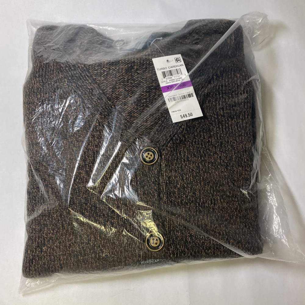 Karen Scott Turbo buttoned cardigan, Java Brownie XXL